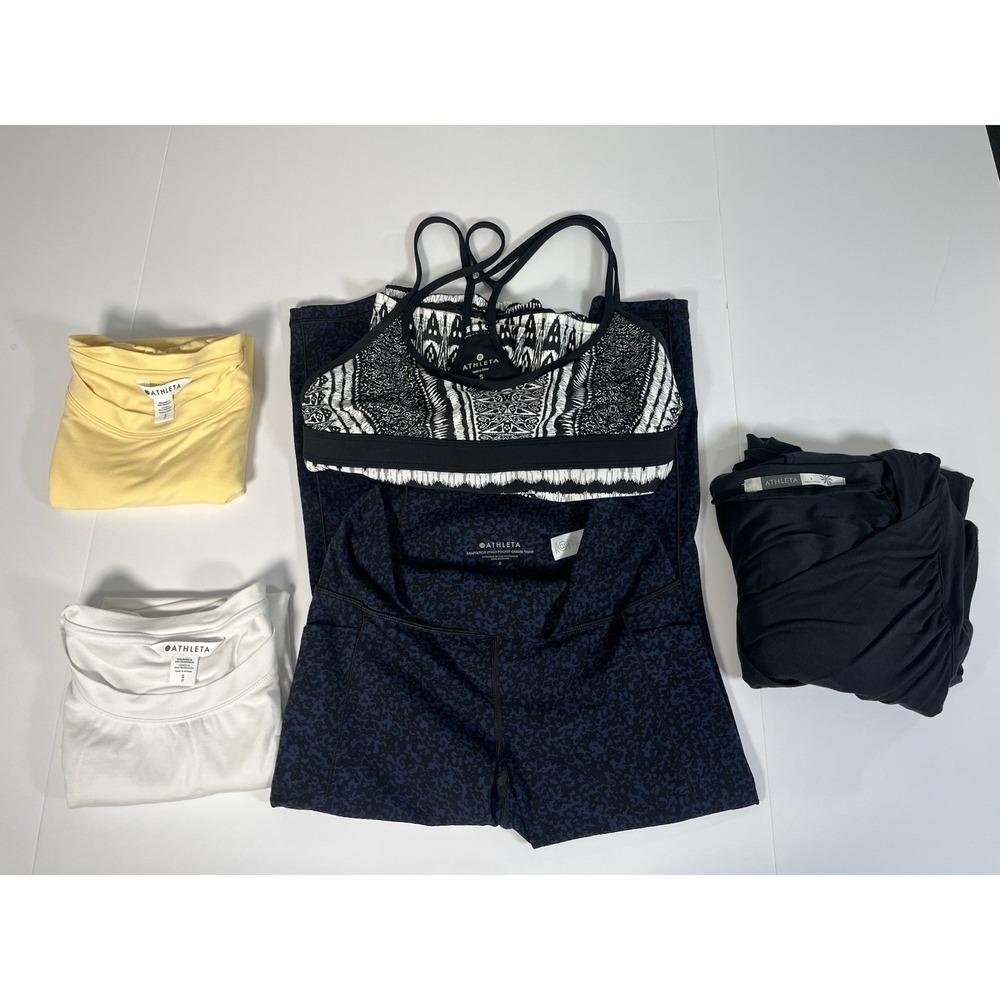 Athleta Women's Sz Small Workout Bundle 5 Items: 2 Shirts,‎ 2 Dresses 1 Legging